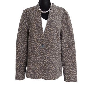 NWOT Golden Khaki Leopard Print Blazer S